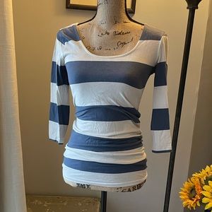Forever 21 Thick “Rugby Style” Blue and White Striped Long Sleeve Crewneck